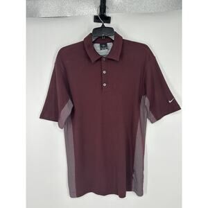 Nike Sphere React Polo Golf Shirt Maroon Burgundy Performance Short Sleeve Mediu